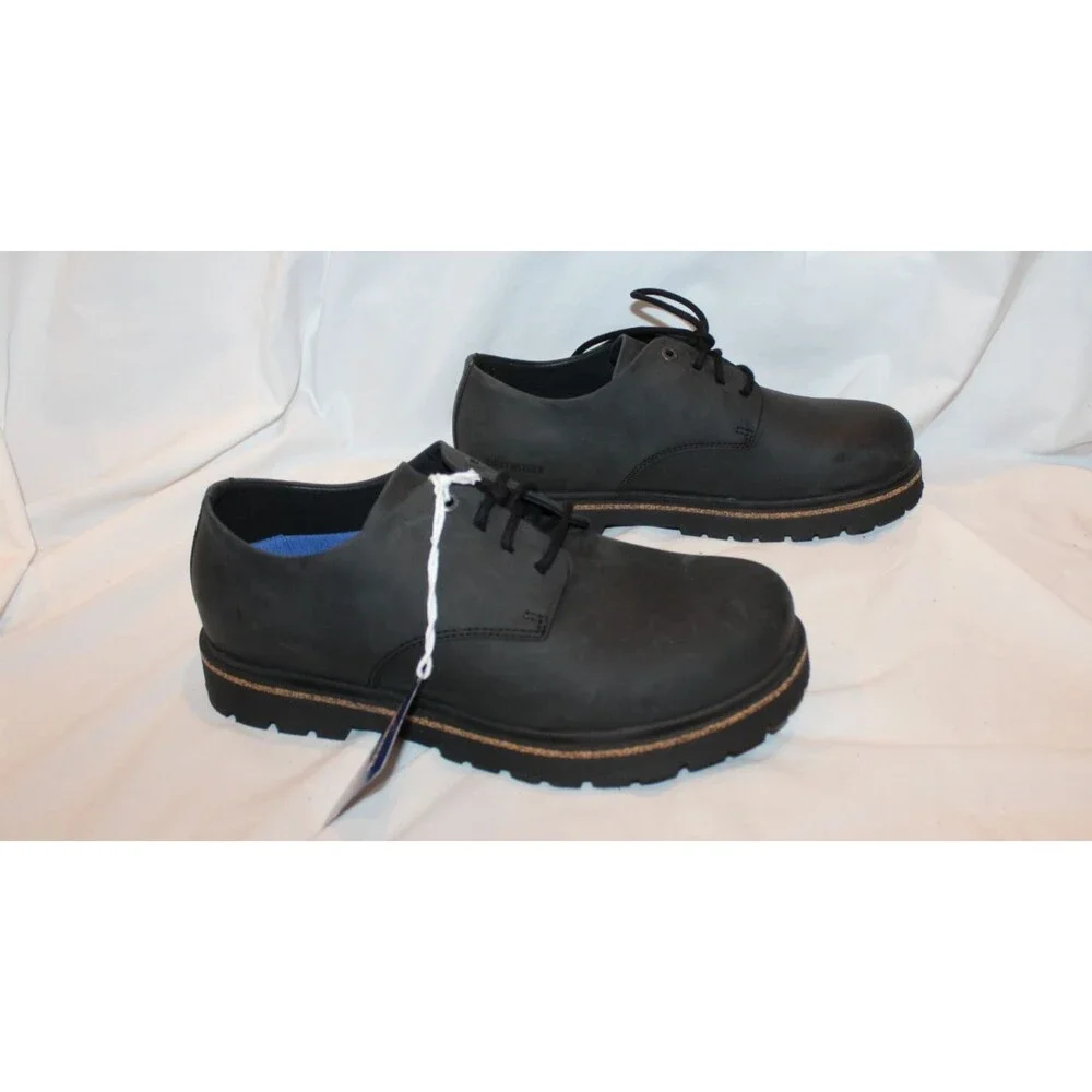 Birkenstock Unisex Size M9 W11 EU 42 REG Highwood Lace Low Black Leather Oxfords